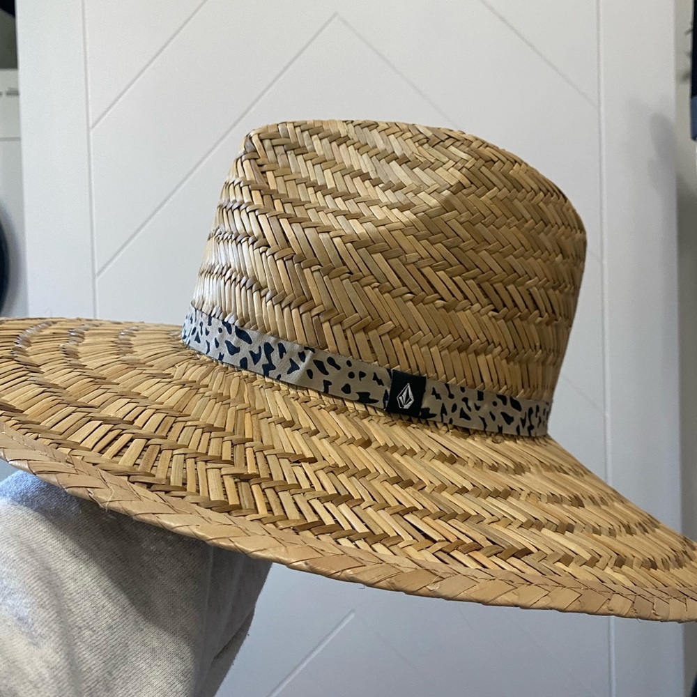Stylish Tan Straw Hat with Black Accents